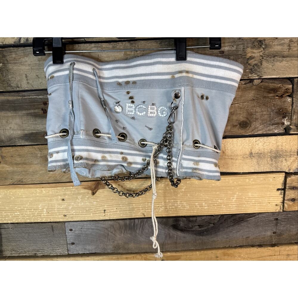 Deconstructed Dystopian Streetwear Punk Y2K Rave Baby Blue Tube Top Large